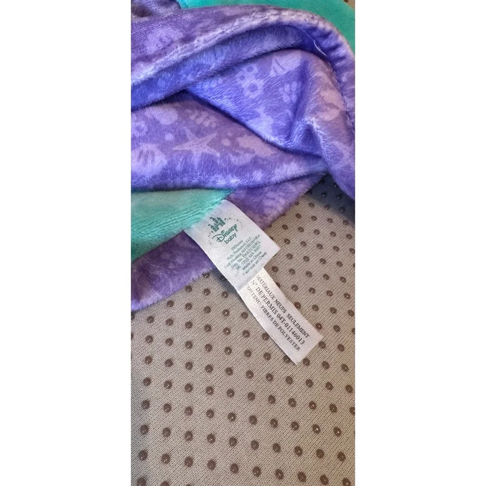 Disney Baby Ariel Little Mermaid Security Blanket Lovey Plush Teal Purple Shell